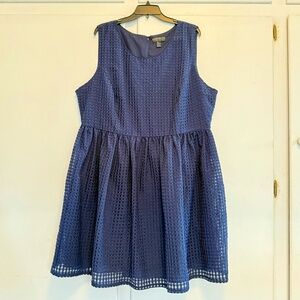 NWOT Forever 21+ Size 3X Navy Fit and Flare Checkered Texture Dress